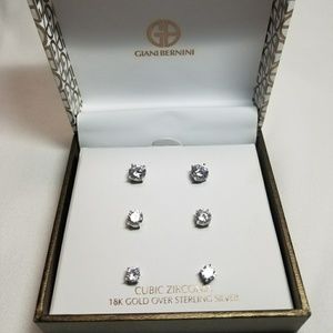 Giani Bernini Sterling Silver CZ 6pc Earring Set